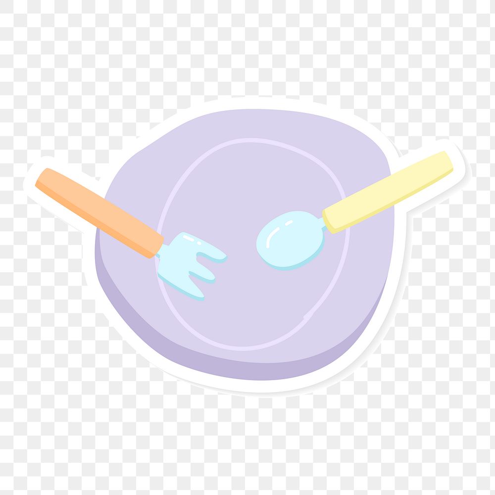 Empty plate with fork and spoon sticker transparent png