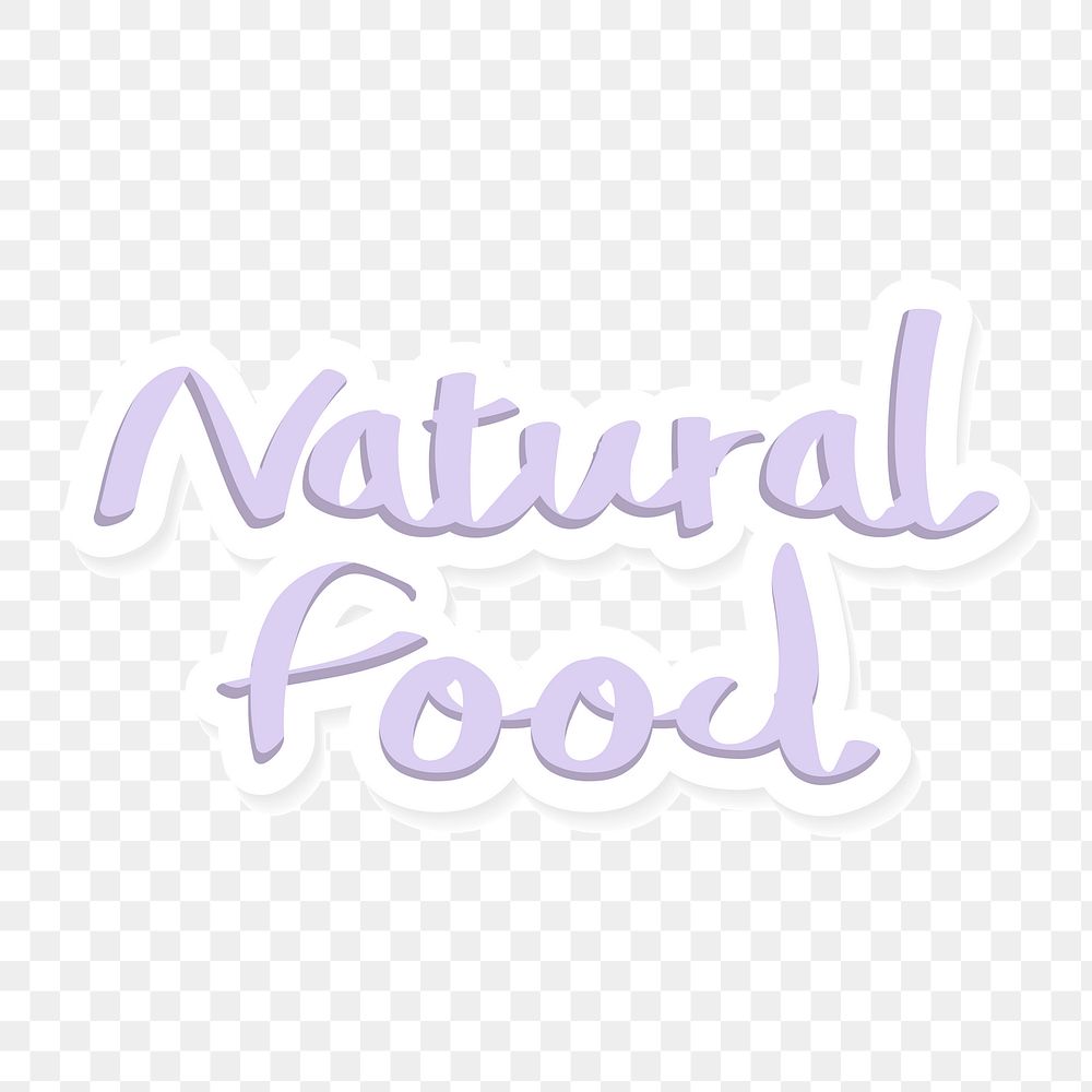 Natural food typography sticker transparent png