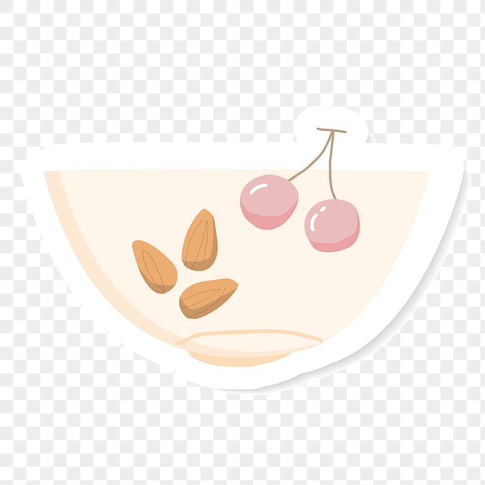 Bowl with almonds and cherries sticker transparent png