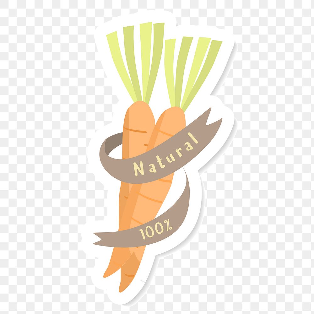 Carrots with natural 100% badge sticker transparent png