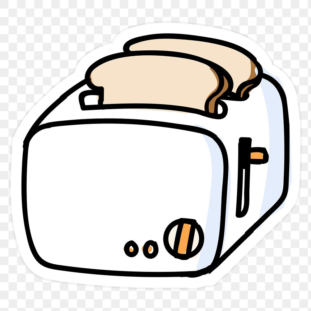 White bread toaster on transparent background