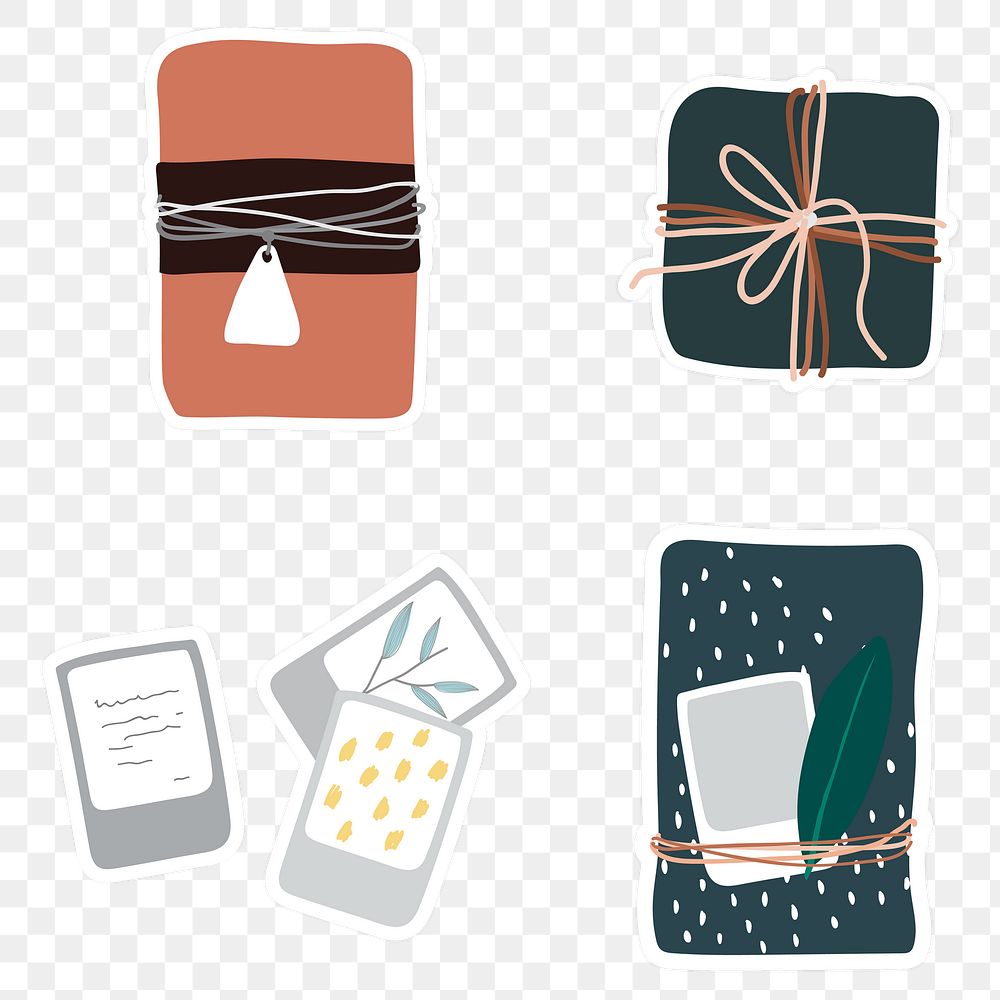 DIY gift wrapping collection sticker transparent png