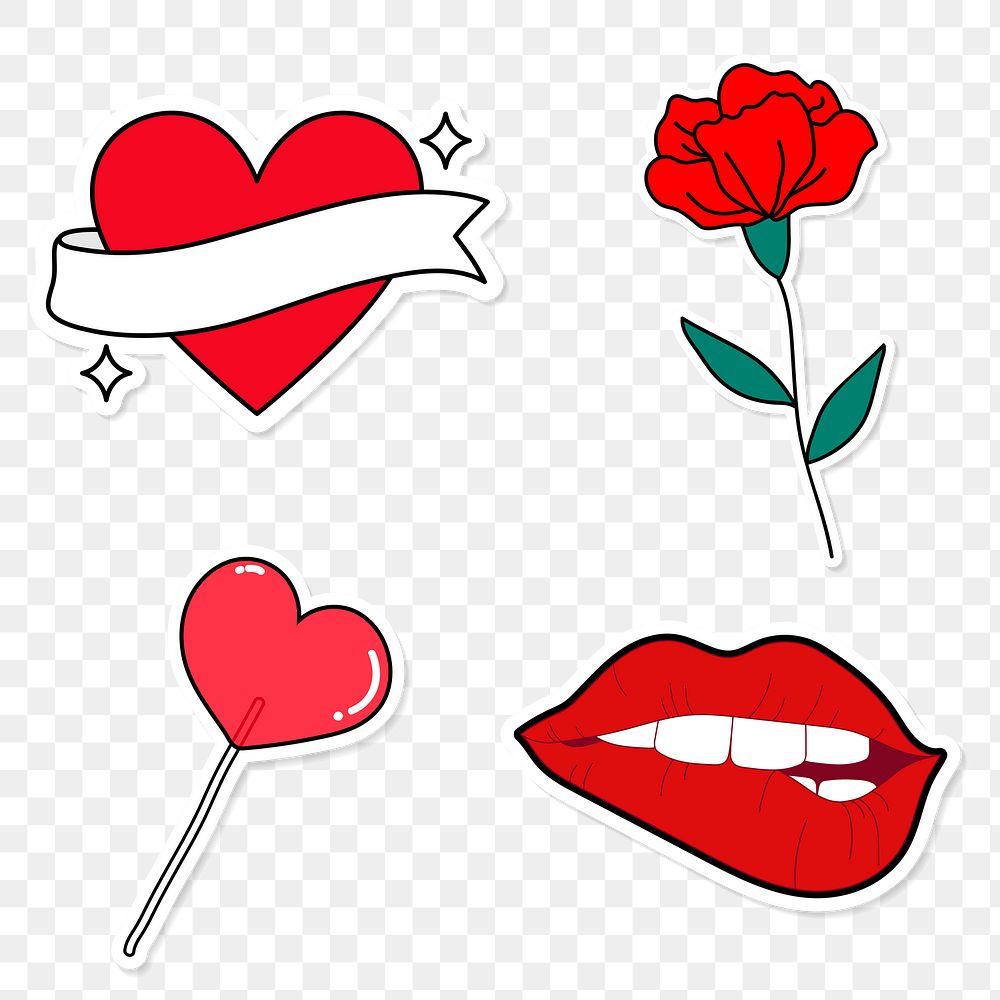 Red valentines day collection transparent png