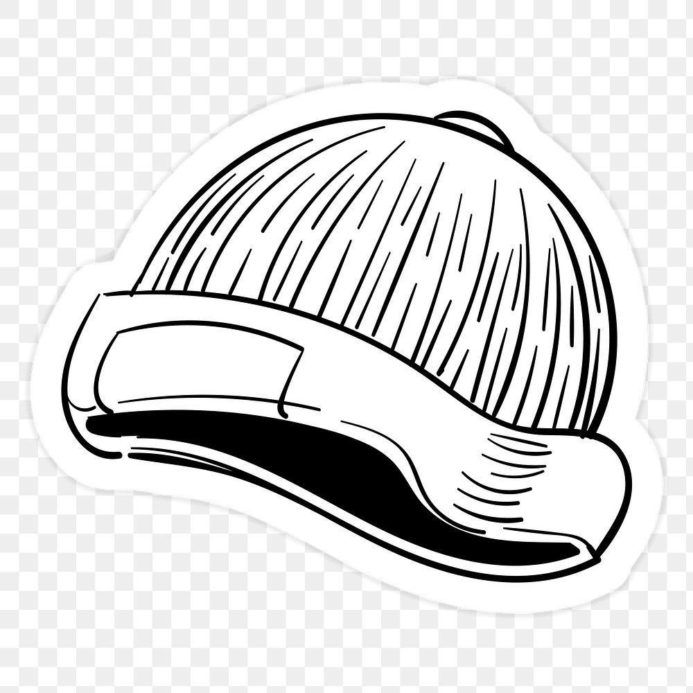Black and white yarn hat sticker transparent png