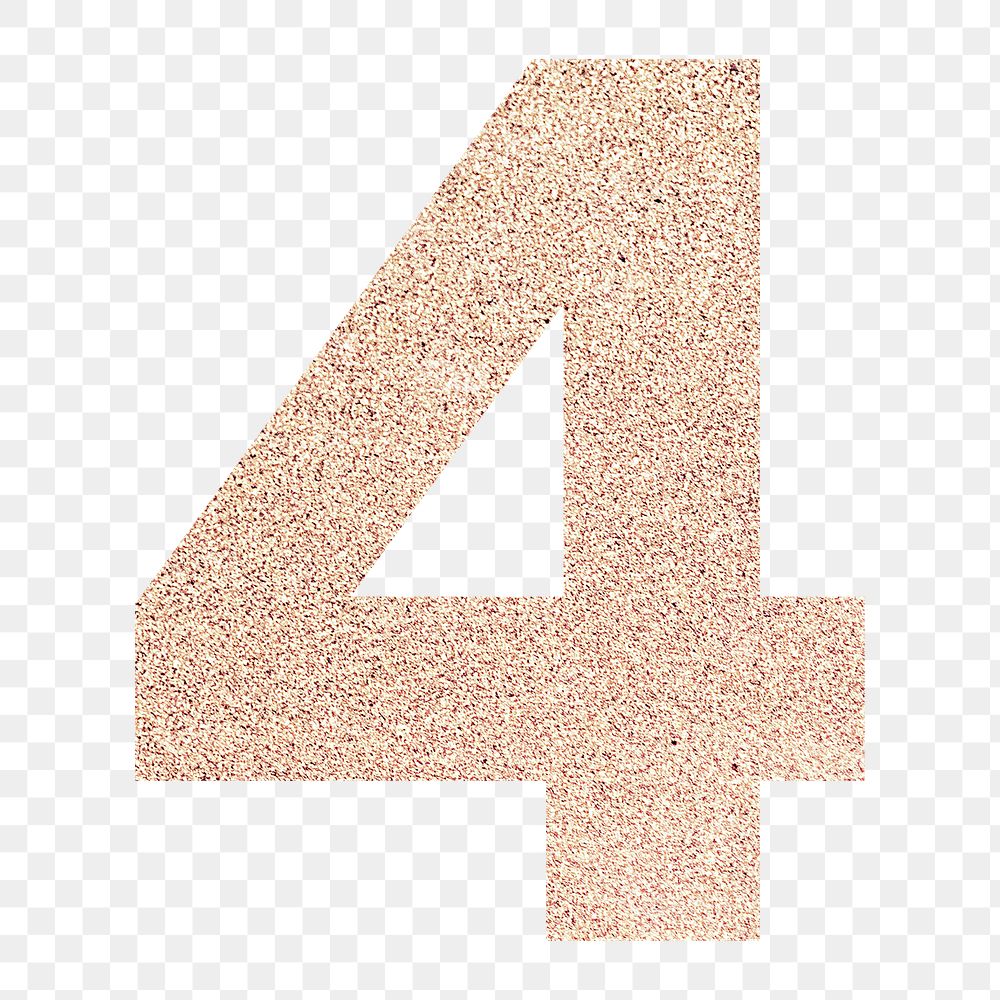 Glitter number 4 typography transparent png