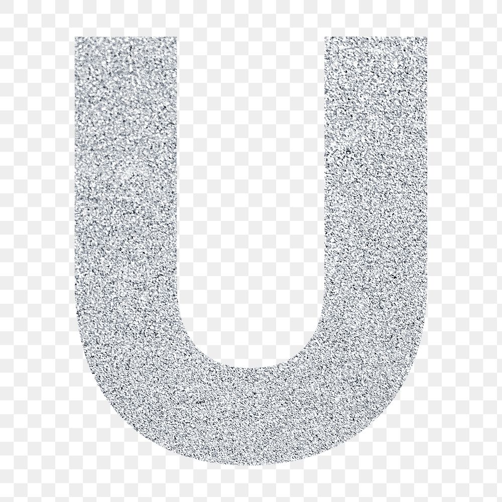 Glitter capital letter U sticker transparent png