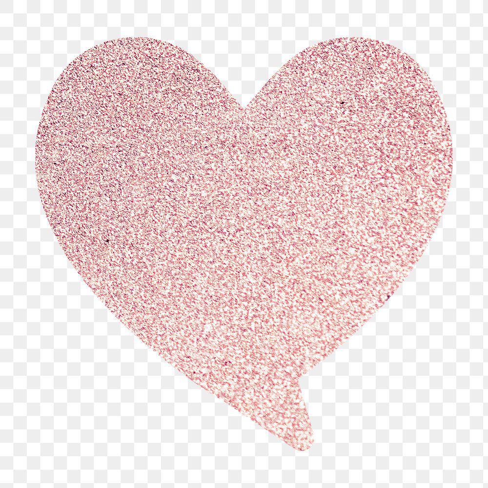 Glitter heart shape speech bubble transparent png