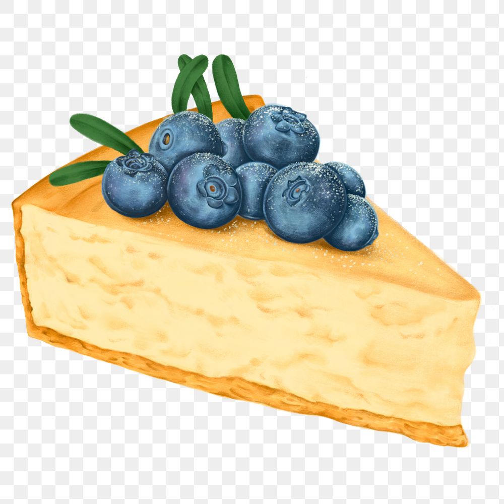 Hand drawn blueberry cheesecake transparent png