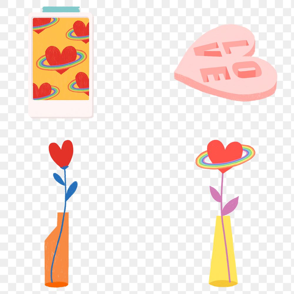 Set of love icon transparent png