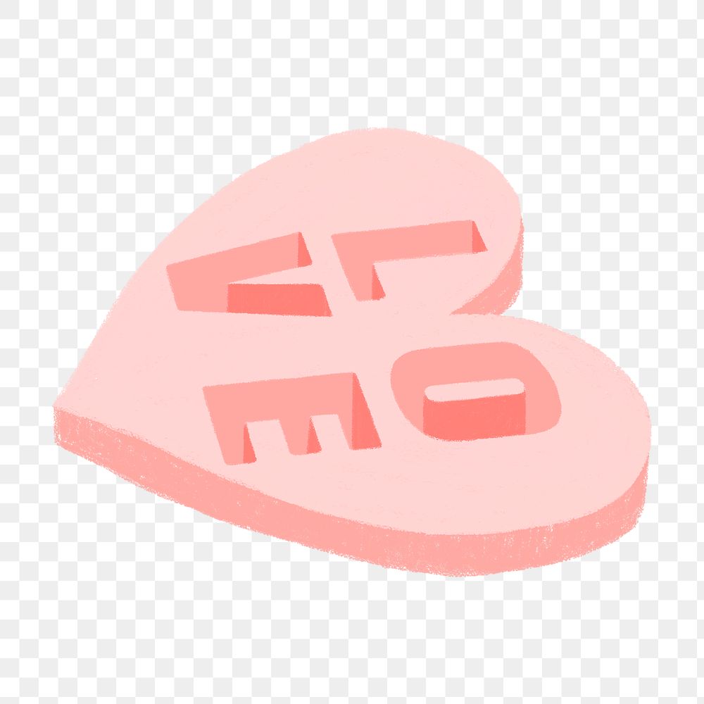 Pink 3D heart with love word engraving transparent png