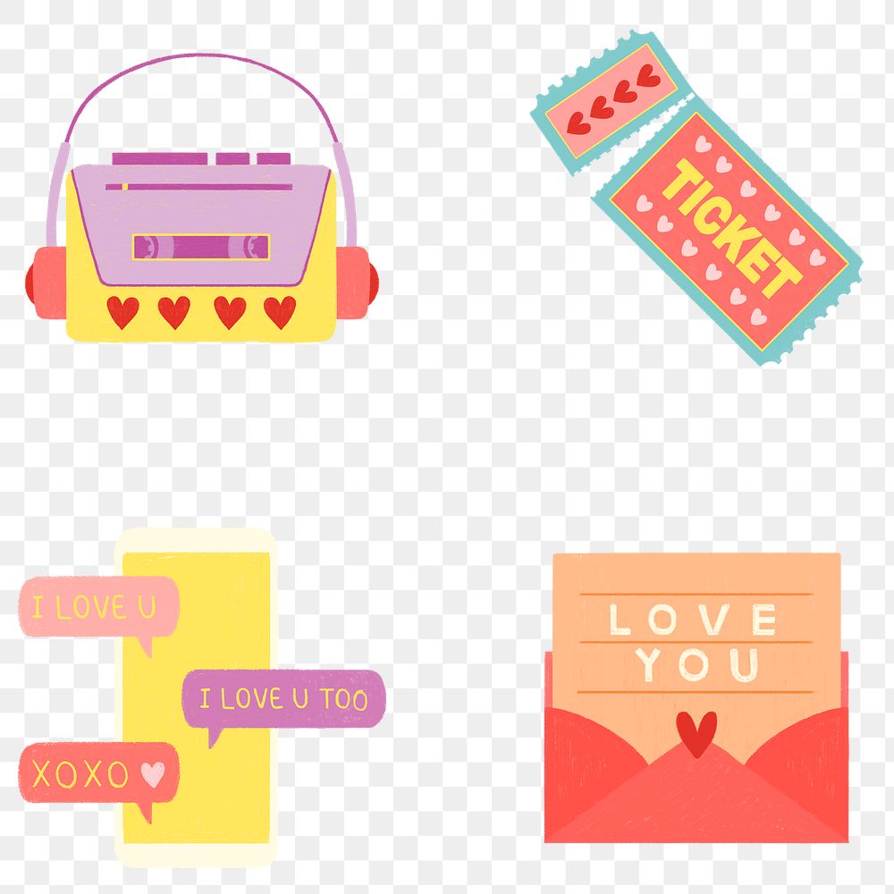 Love icon collection transparent png