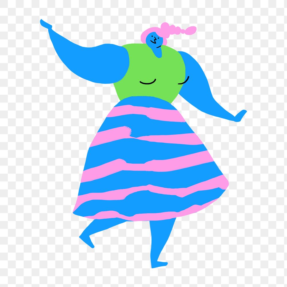 Happy woman dancing in a party design element transparent png