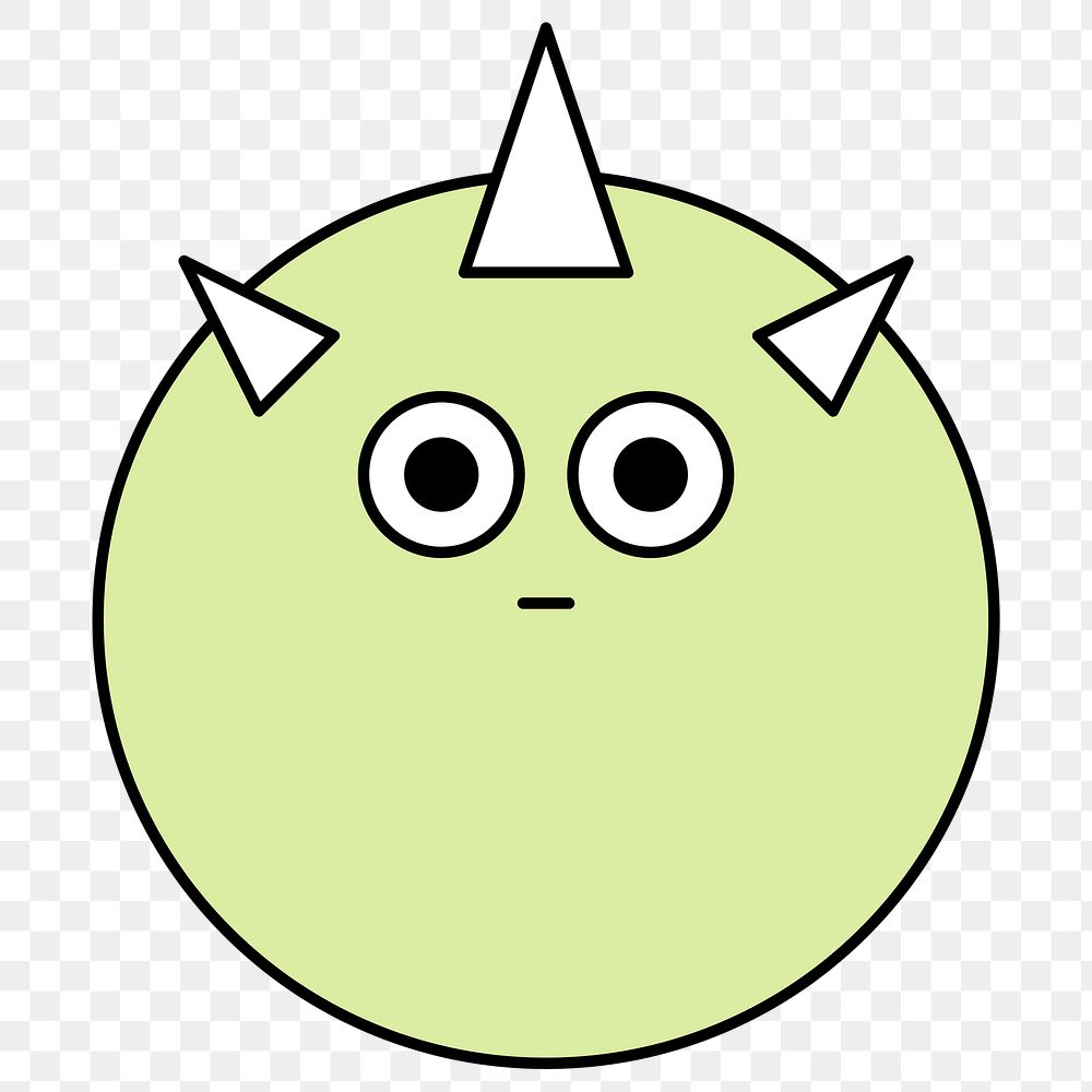 Funky green monster unicorn emoji sticker transparent png