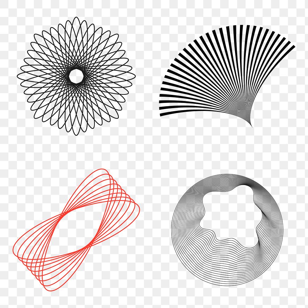 Abstract 3D design elements collection transparent png