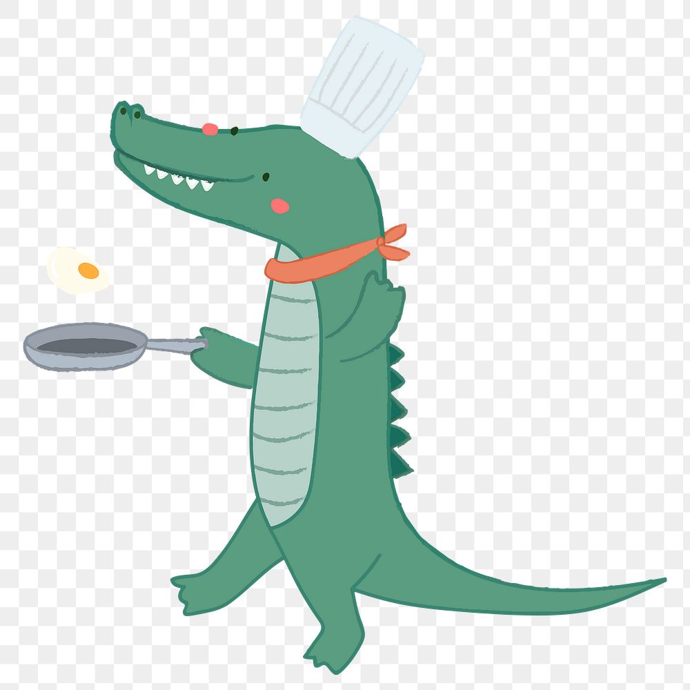 Aquatic cartoon crocodile cooking transparent png
