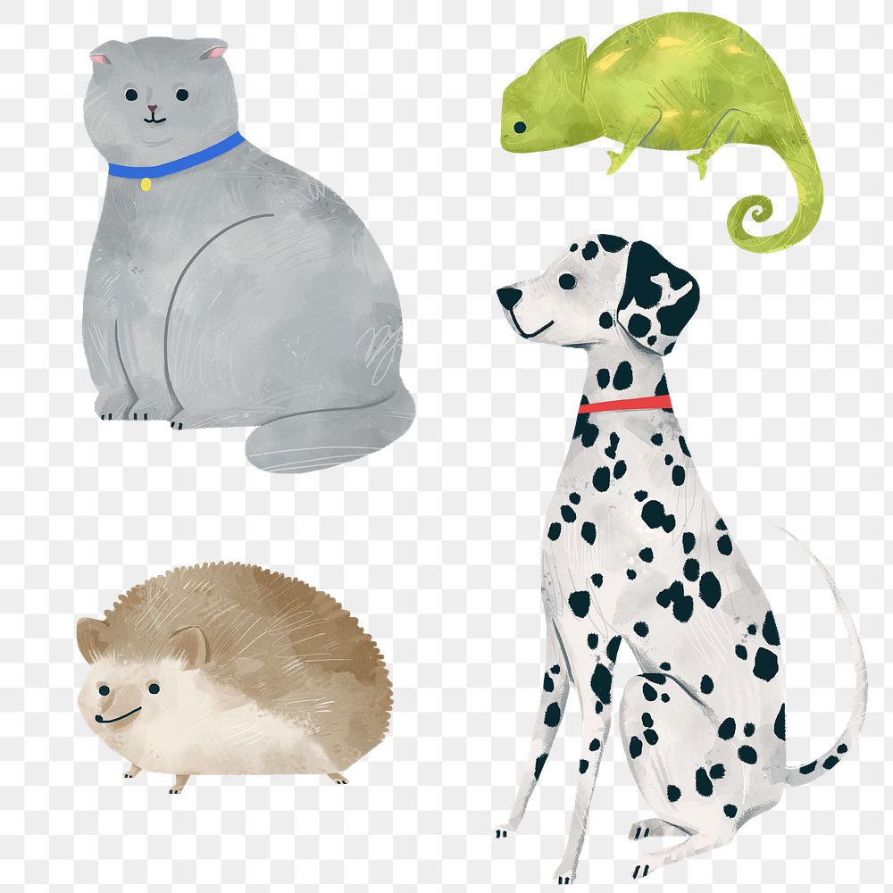 Friendly animals watercolor collection transparent png