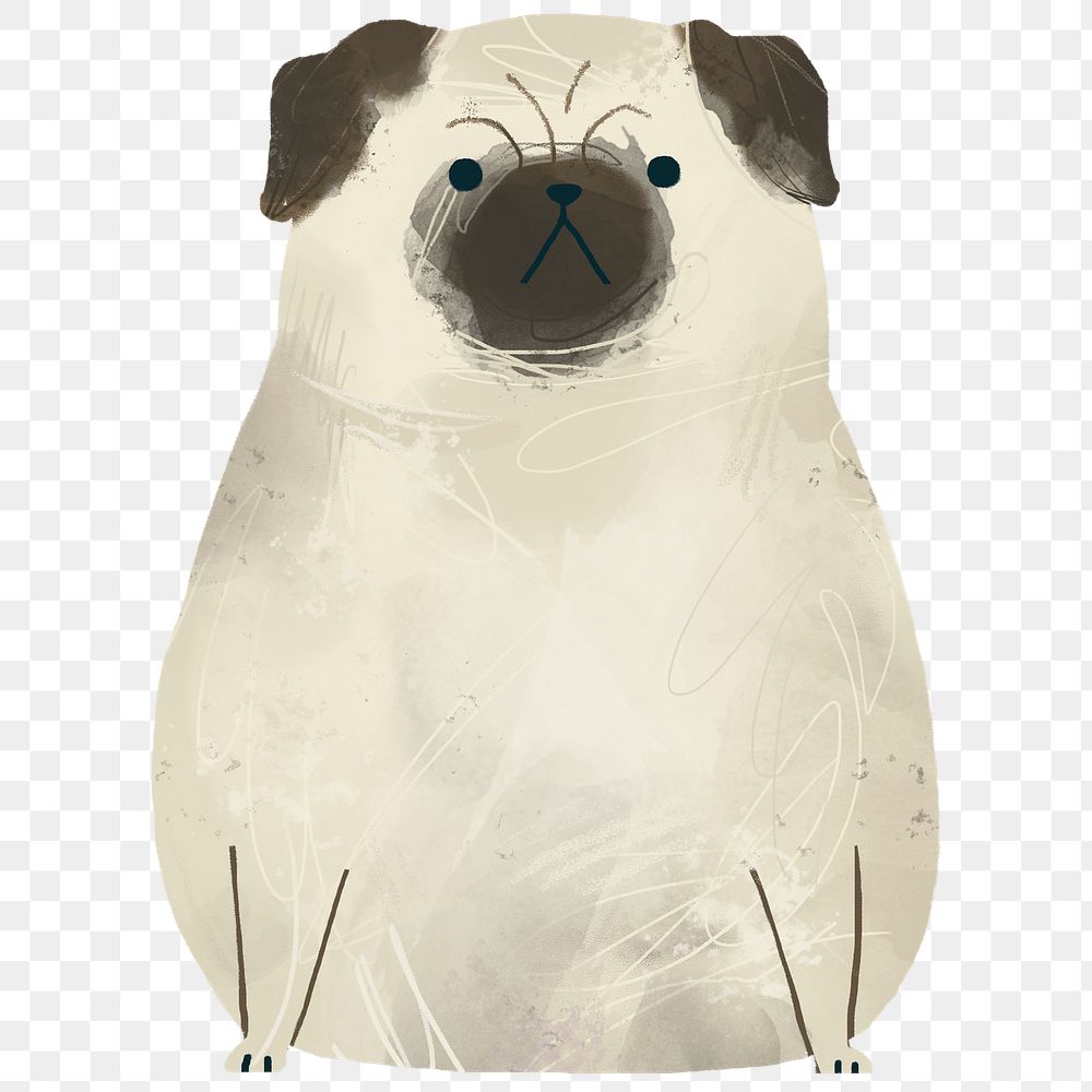 Grumpy pug painting transparent png