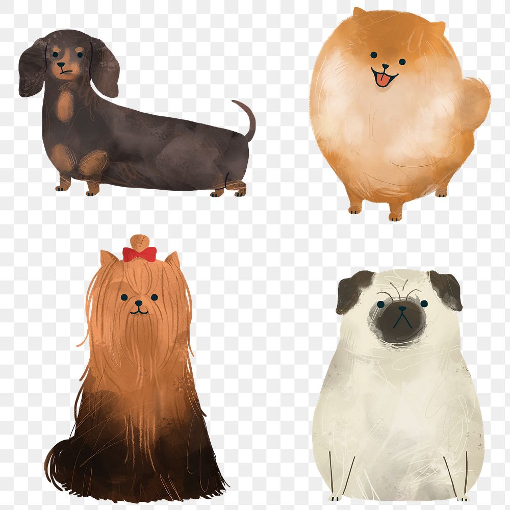 Friendly dogs watercolor collection transparent png