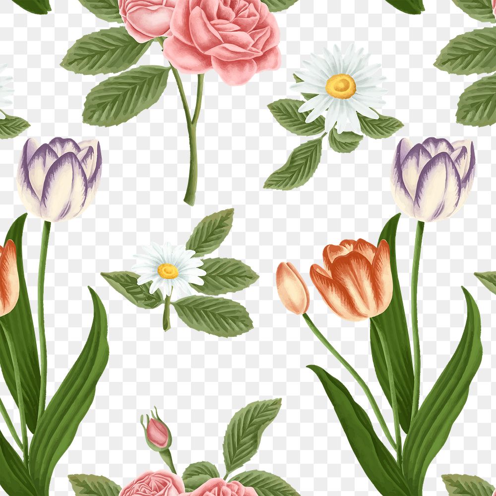 Colorful flowers patterned social template transparent png