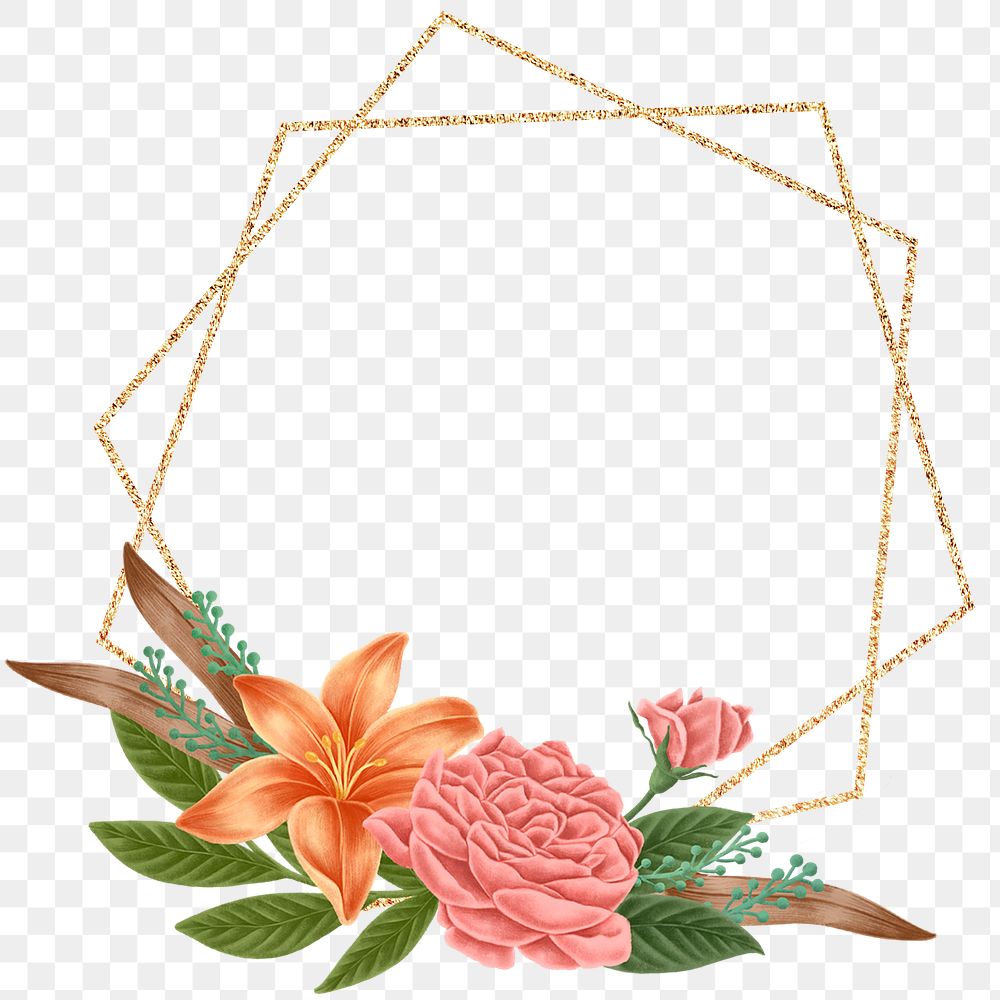 Floral frame template design transparent png