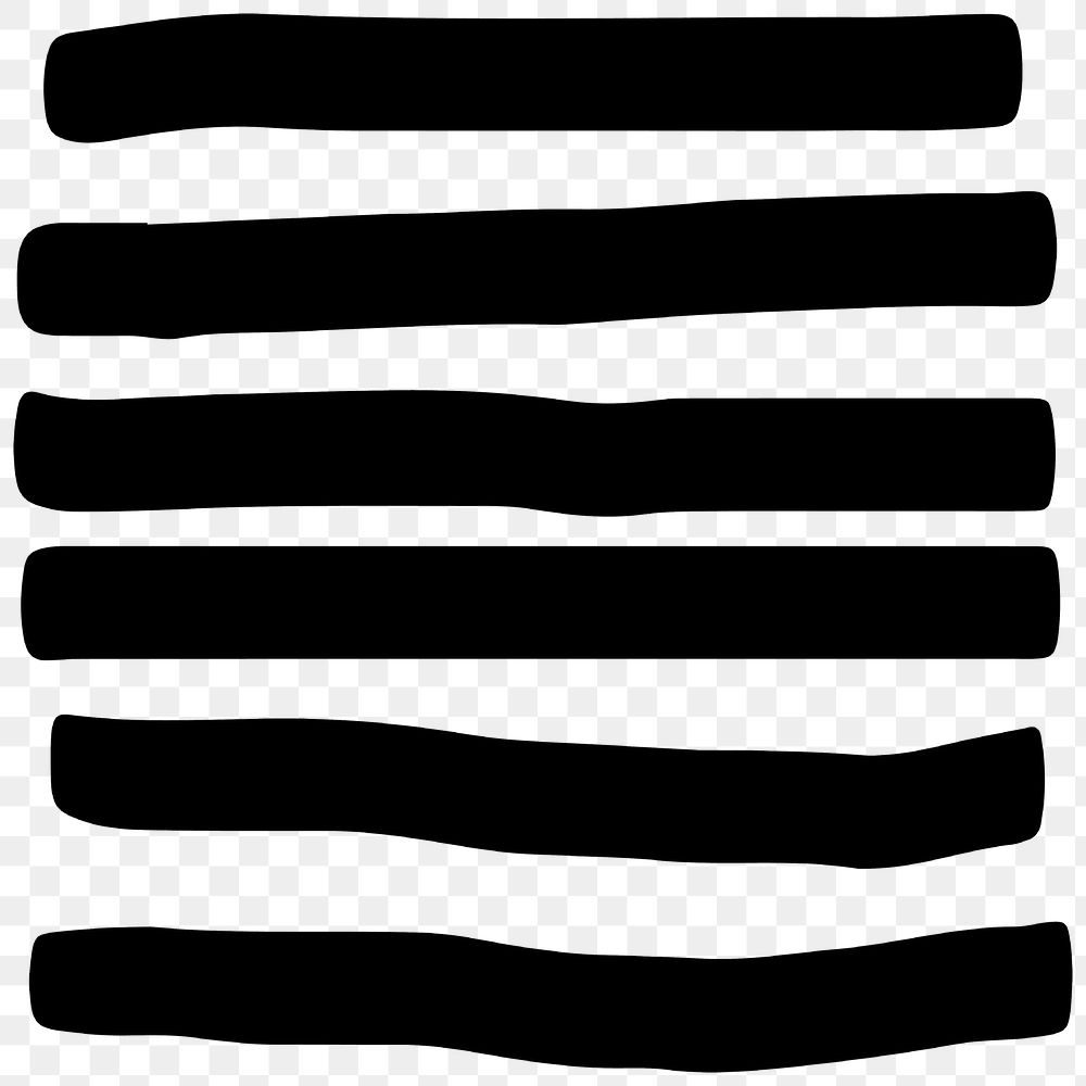 Black and white single line stroke transparent png