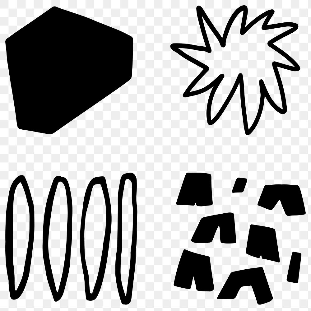 Black and white design elements transparent png