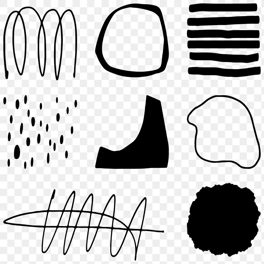 Black and white design elements transparent png