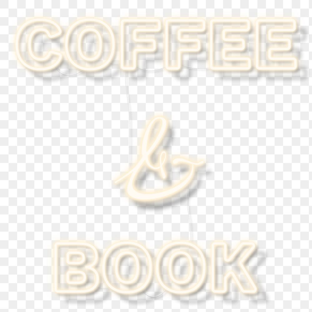 Coffee & book neon word transparent png