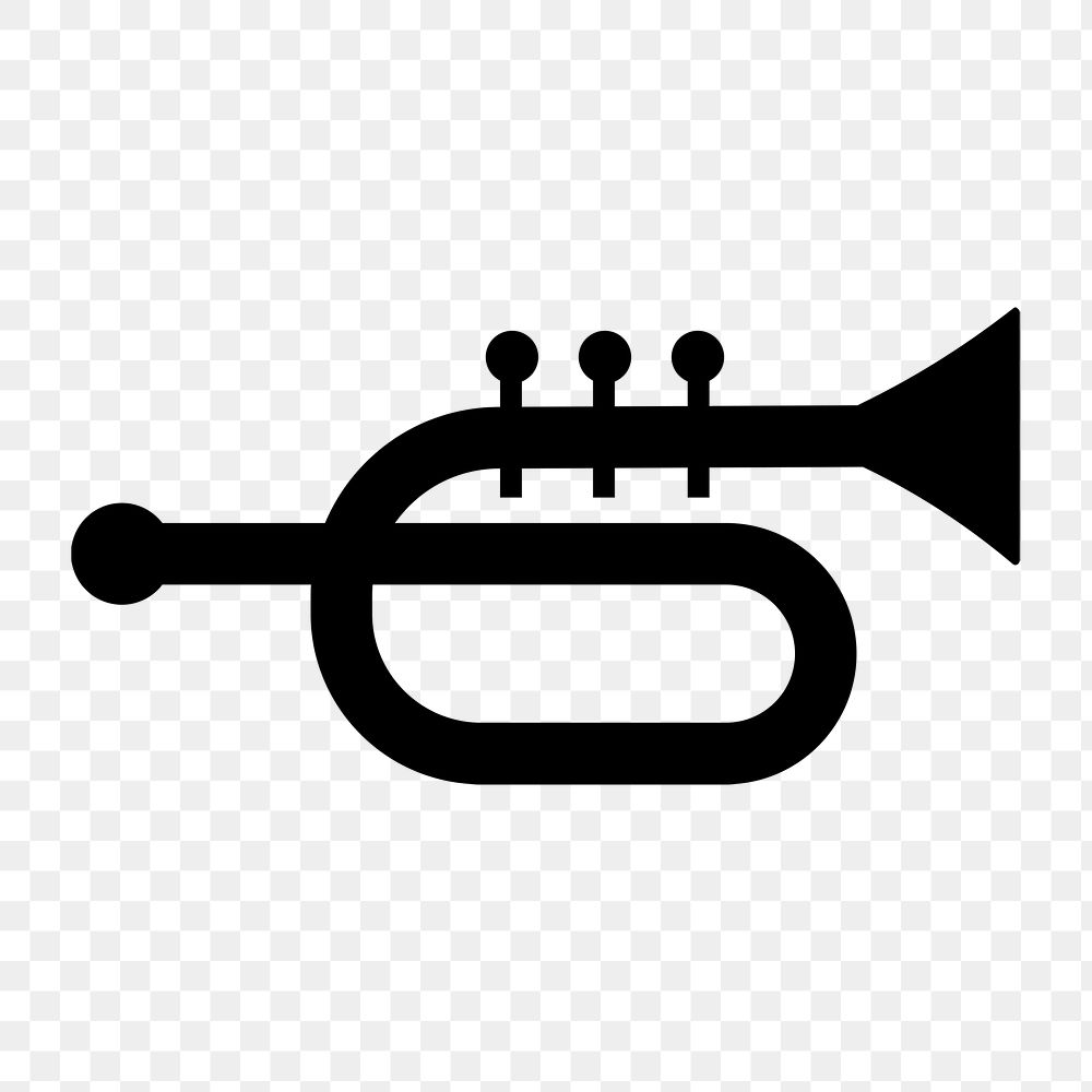 Trumpet png music icon flat design in black