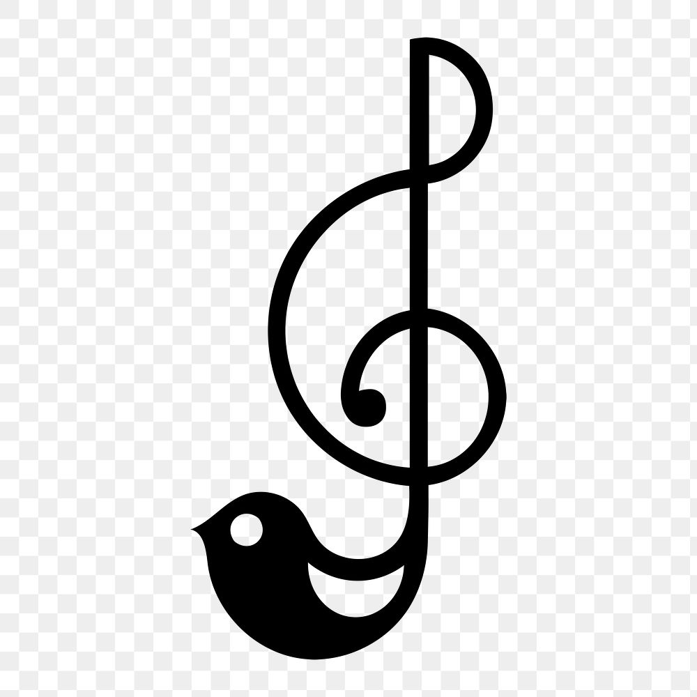 Png Sol key icon musical note minimal design in black