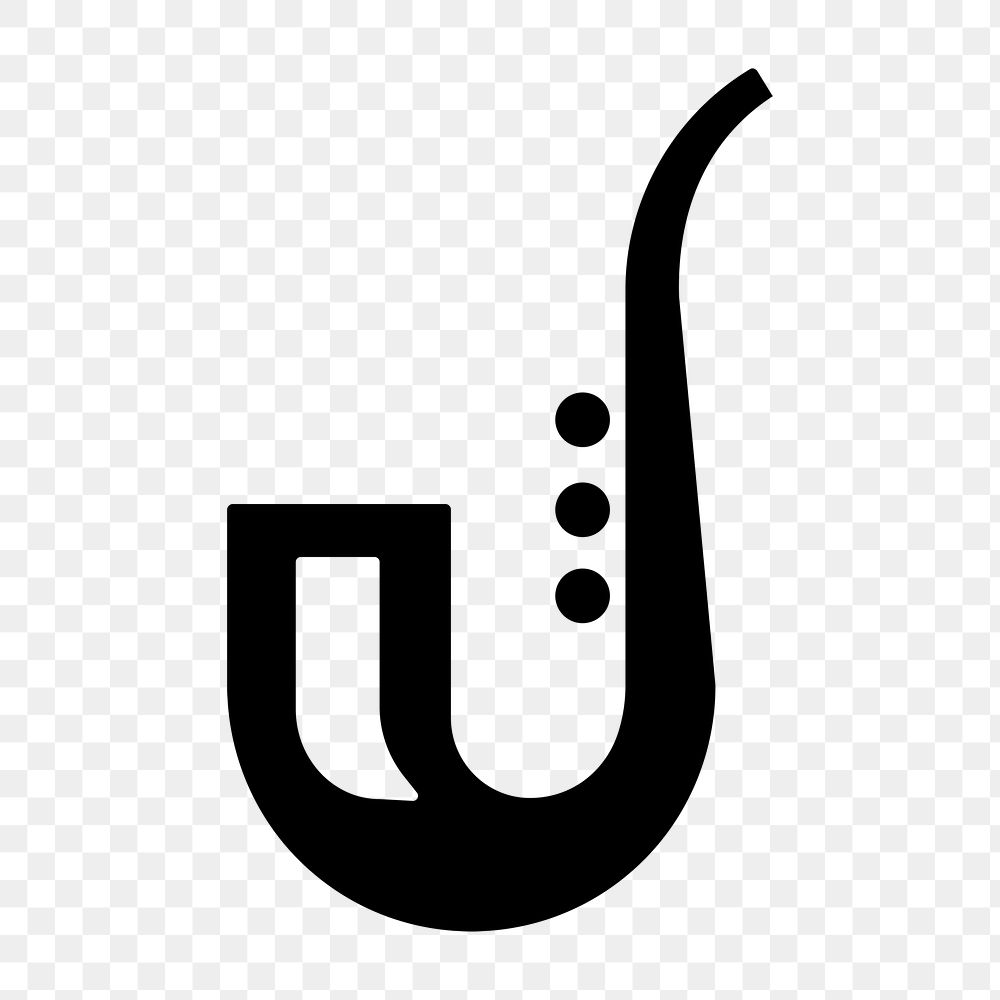 Saxophone png icon minimal design in black