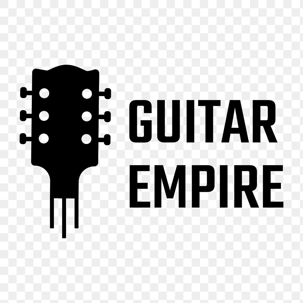Guitar png logo minimal design with text in black