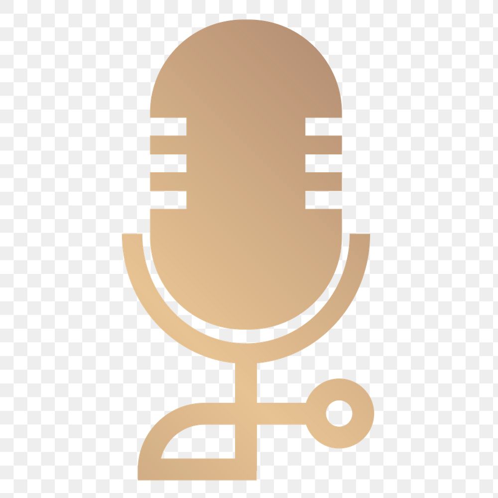 Microphone png icon minimal design in gold