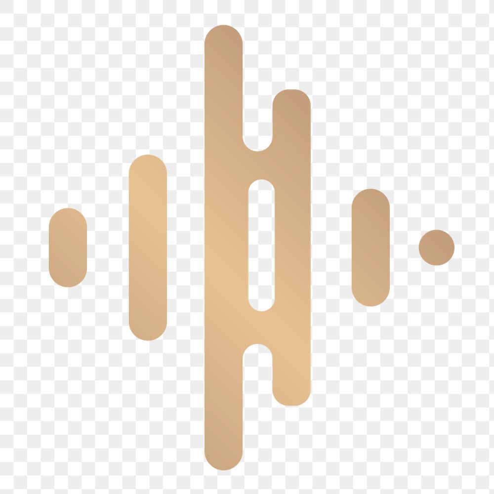 Png audio wave icon flat design in gold 