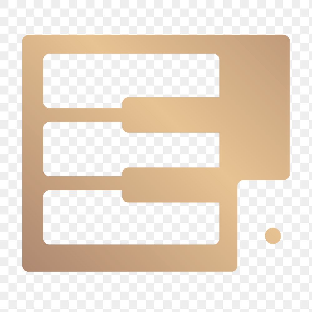 Png piano key music icon minimal design in gold