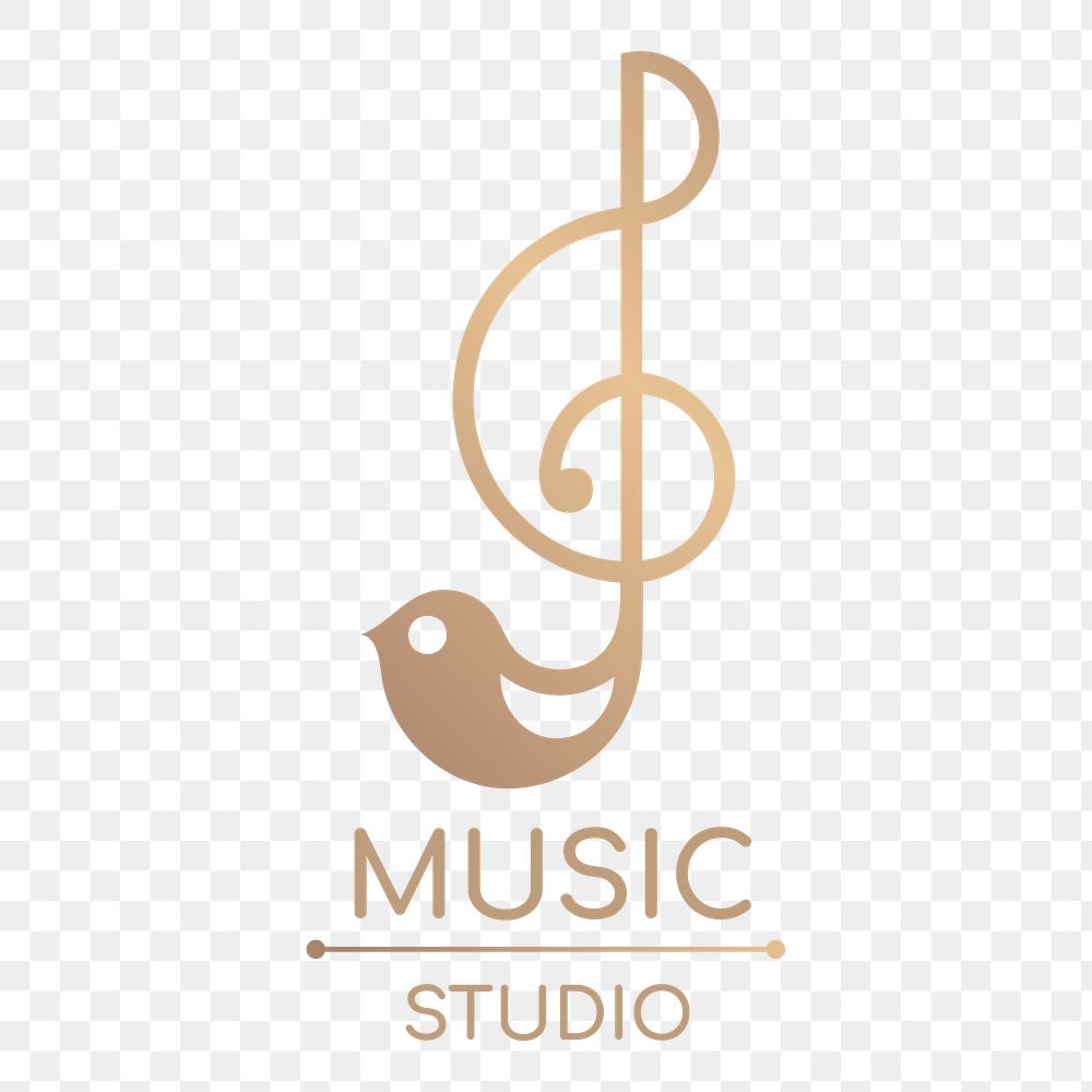 Png Sol key logo musical note flat design with music studio text in gold