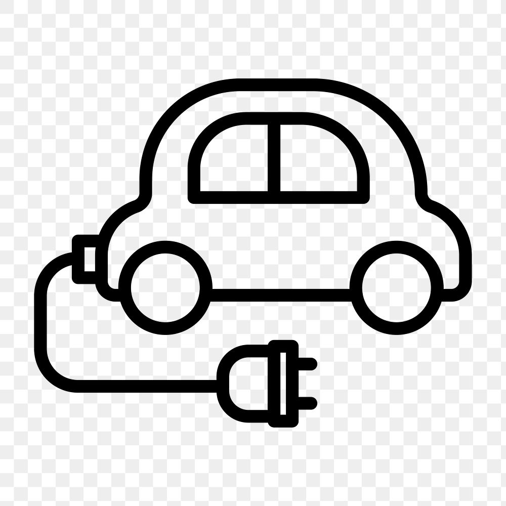 Png EV car icon for world environment day in simple line