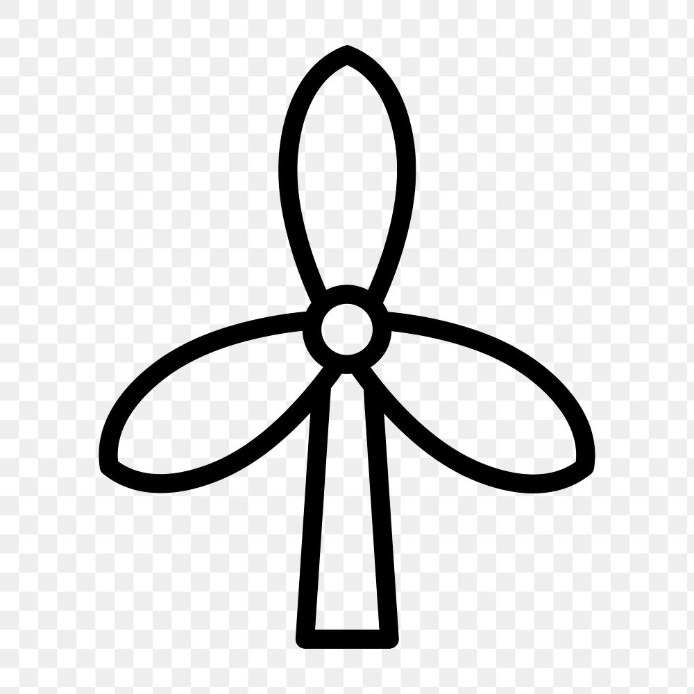 Png wind turbine icon for world environment day in simple line