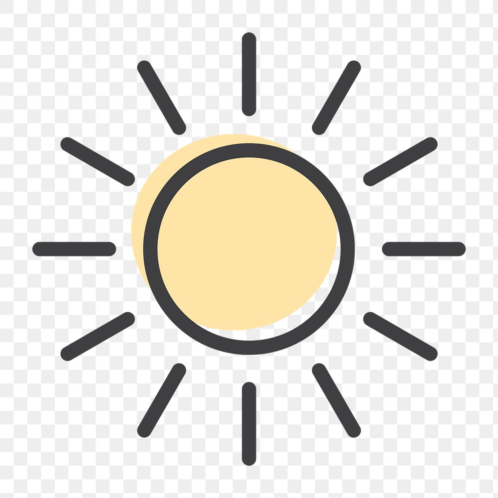 Png sun icon for world environment day in simple line