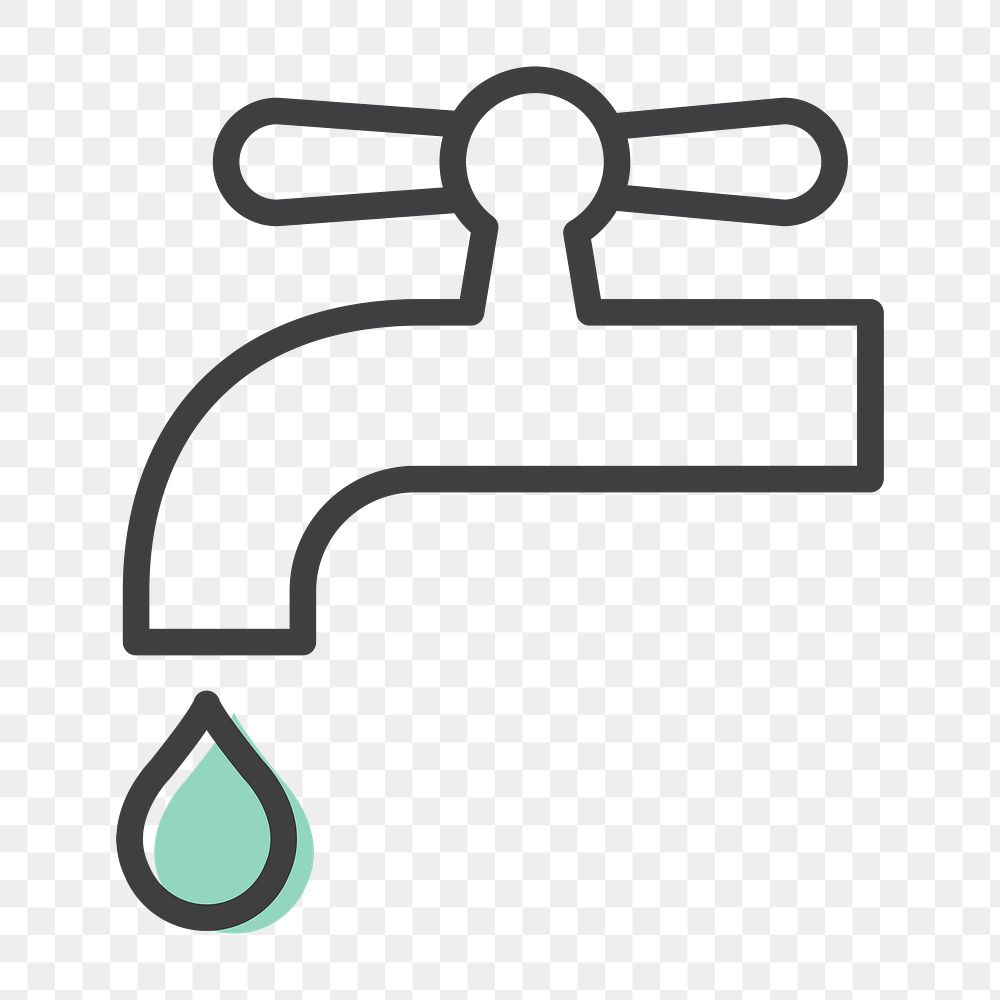 Png water faucet icon for world environment day in simple line