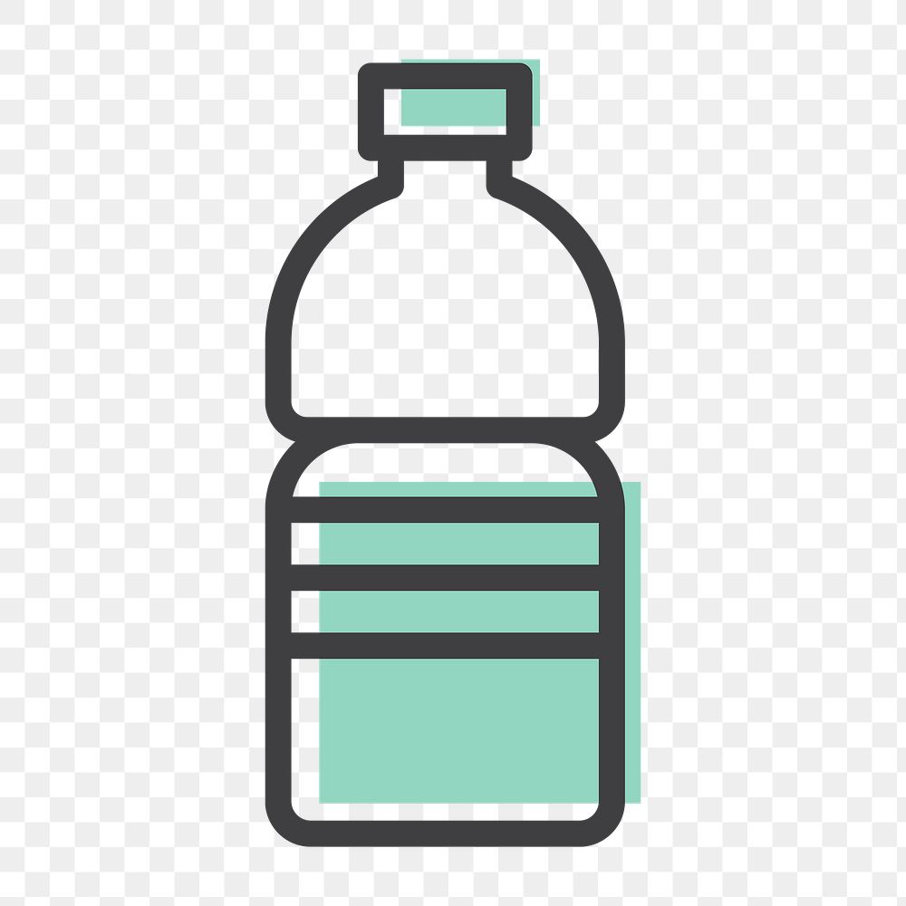 Png recyclable water bottle icon global warming reduction in simple line