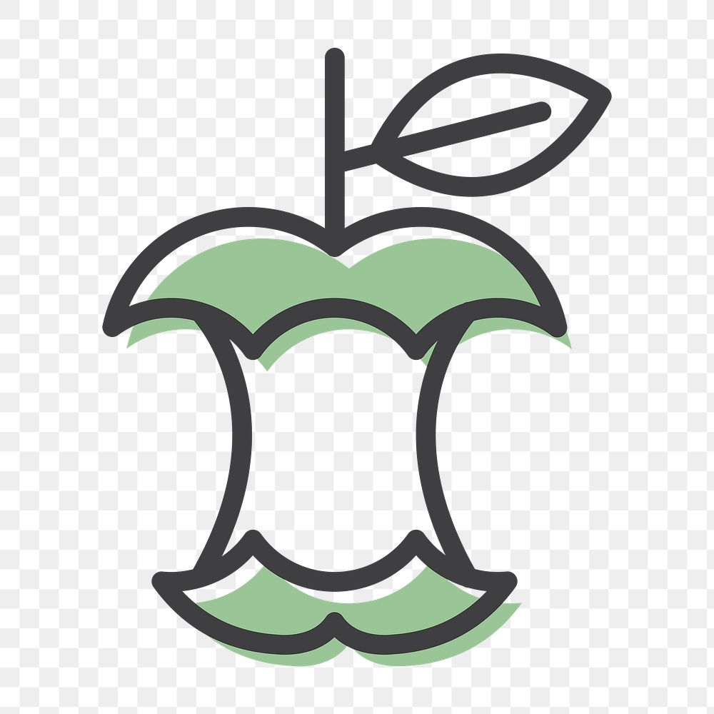 Png recyclable eaten apple icon global warming reduction in simple line