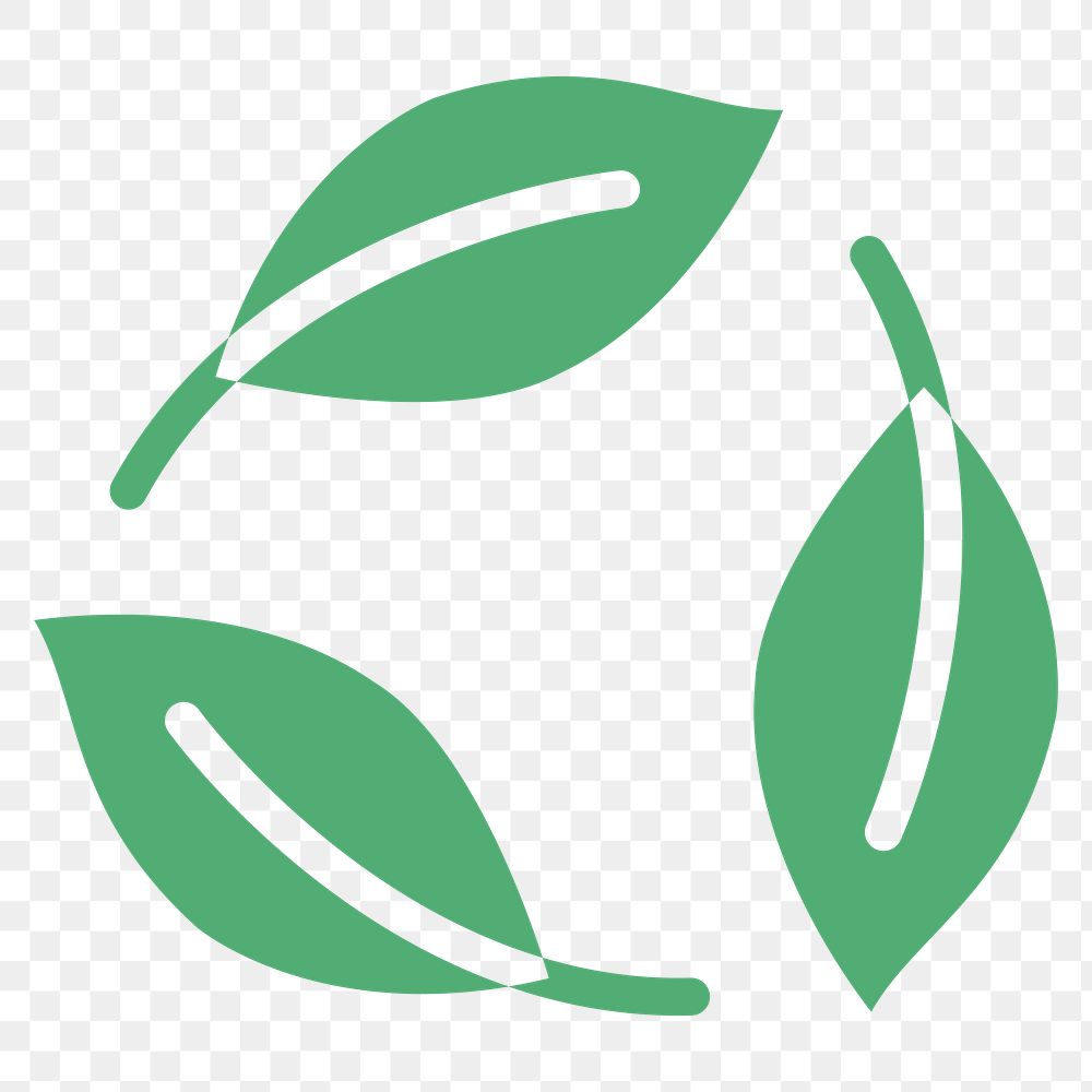 Png recycling leaf icon green earth day symbol in flat design