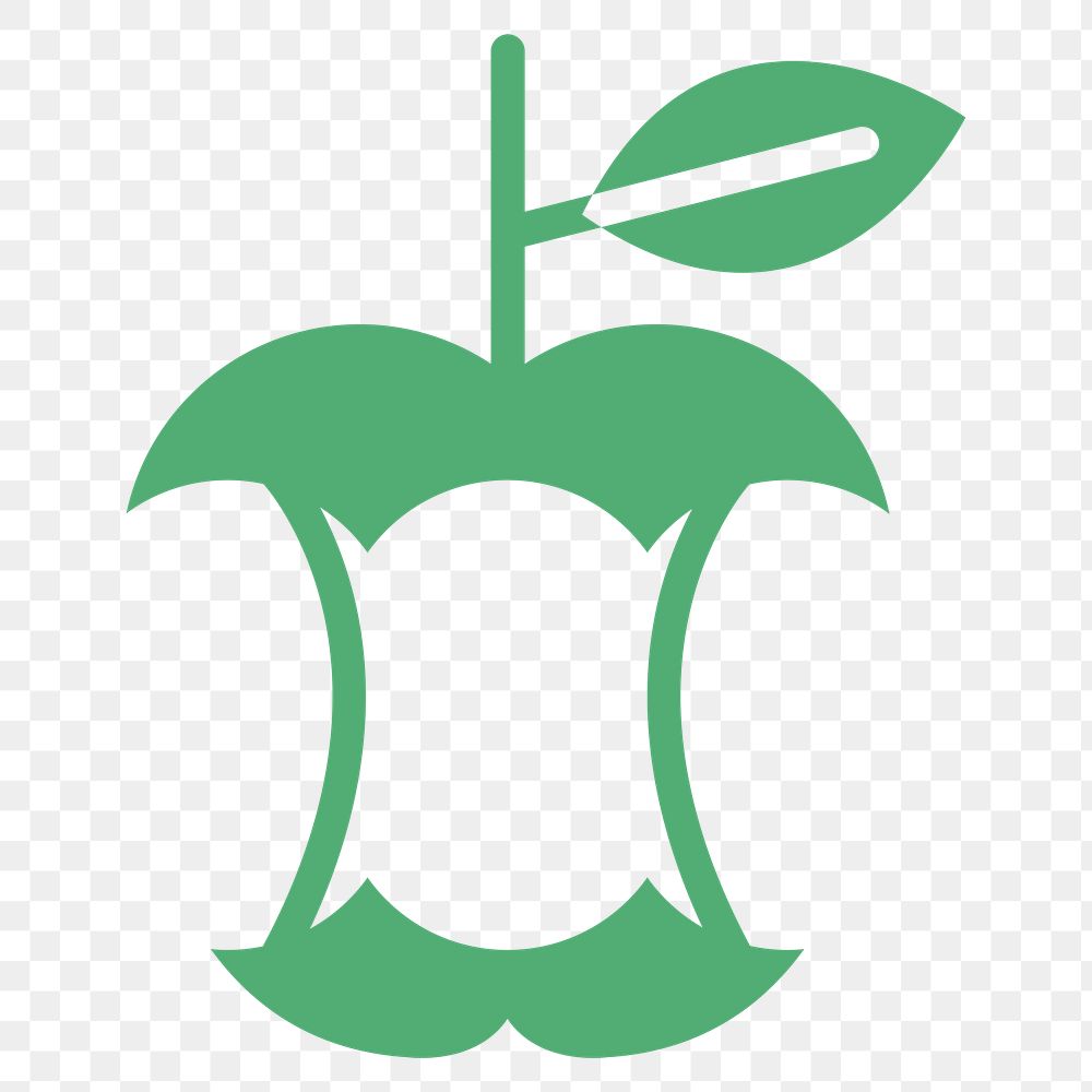 Png recyclable eaten apple icon global warming reduction in flat design
