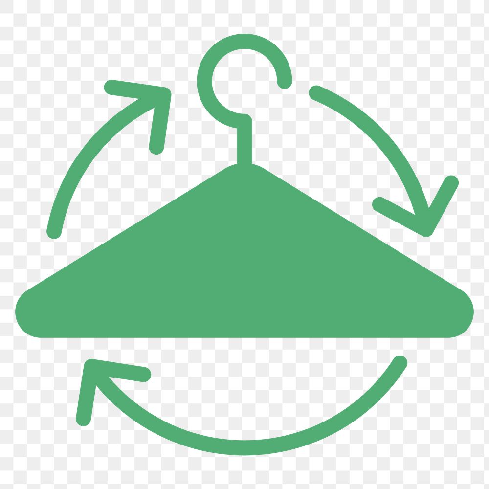 Png recyclable cloth hanger icon global warming reduction in flat design