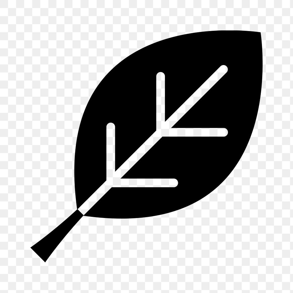 Leaf png environment icon vector in black flat graphic