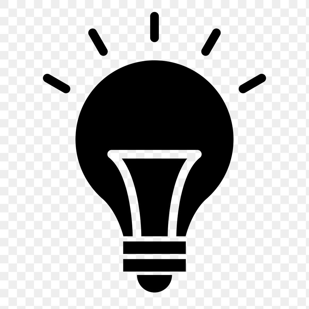 Png light bulb icon for business in flat graphic