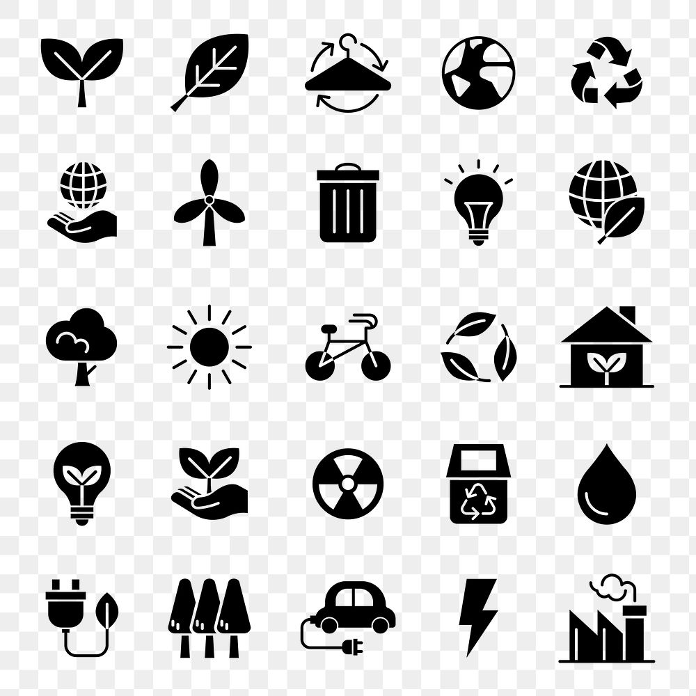 Environmental png icons for business in flat graphic collection