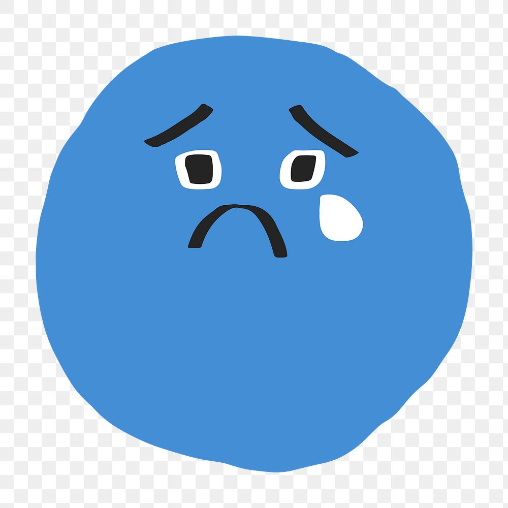 PNG crying face sticker cute doodle emoji icon