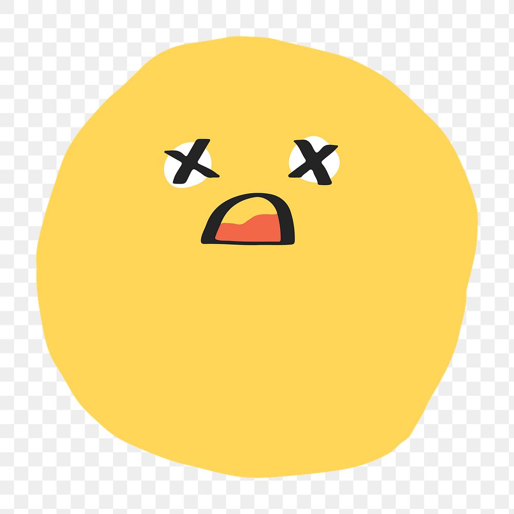 PNG knocked-out face sticker cute doodle emoji icon